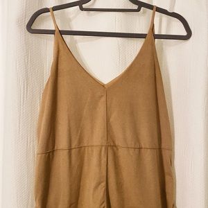 Suede texture light brown tank top